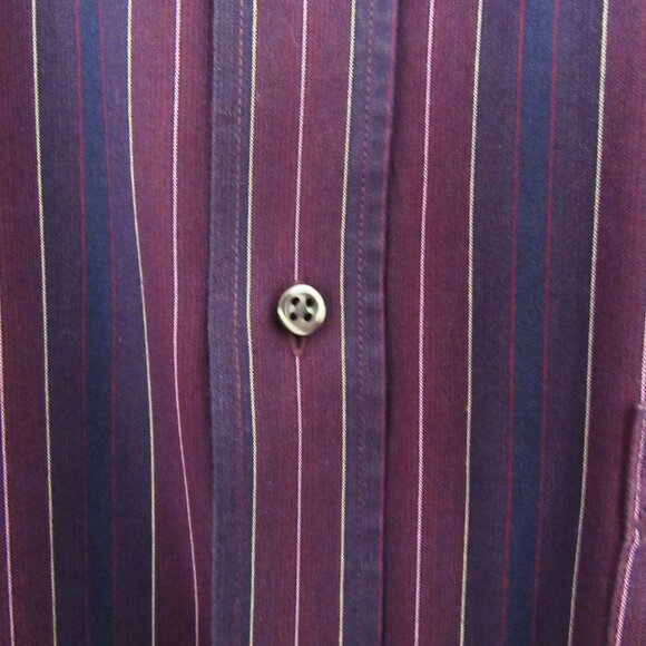 NICOLE MILLER burgundy & navy striped men's long sleeved shirt - XL - 17 34/35 - Picture 6 of 7